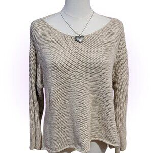 ALTAR'D STATE KHAKI WOVEN COTTON BLEND CROPPED SWEATER JUMPER EUC M